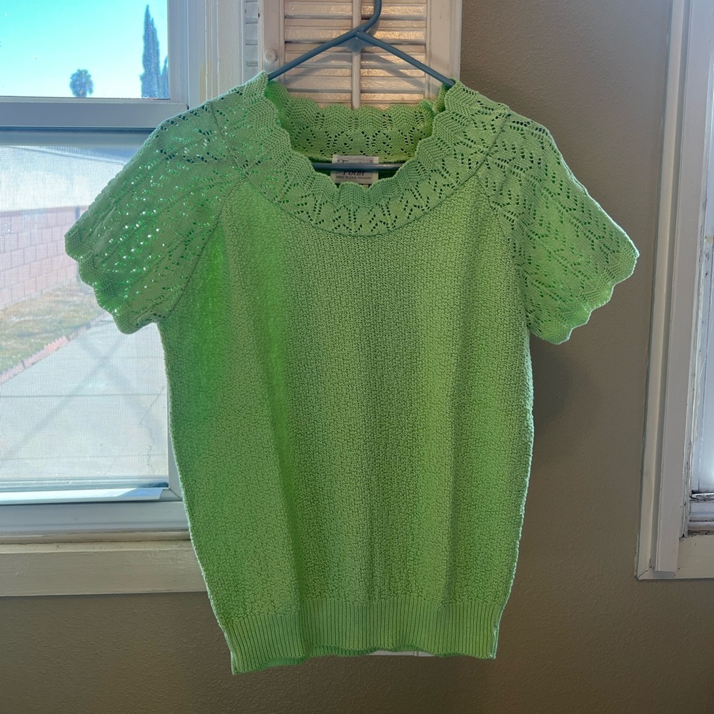 Turning Point Women’s Light Green Sweater/ W Fancy Stitching Size Small NEW